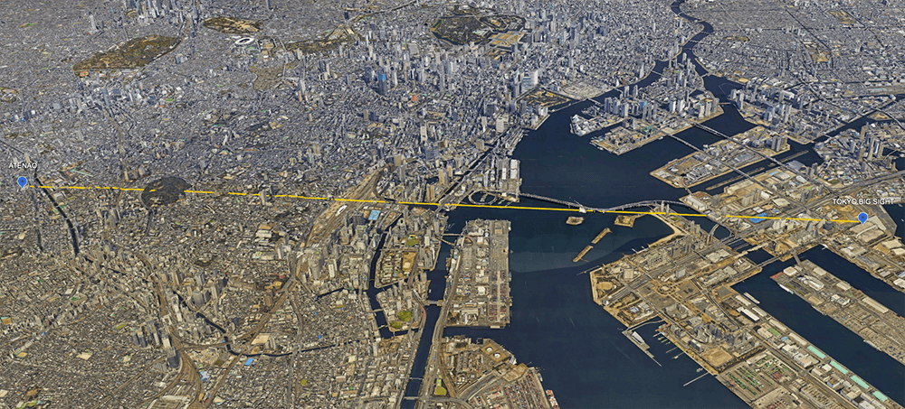 Distance between Atenao and Tokyo Big Sight